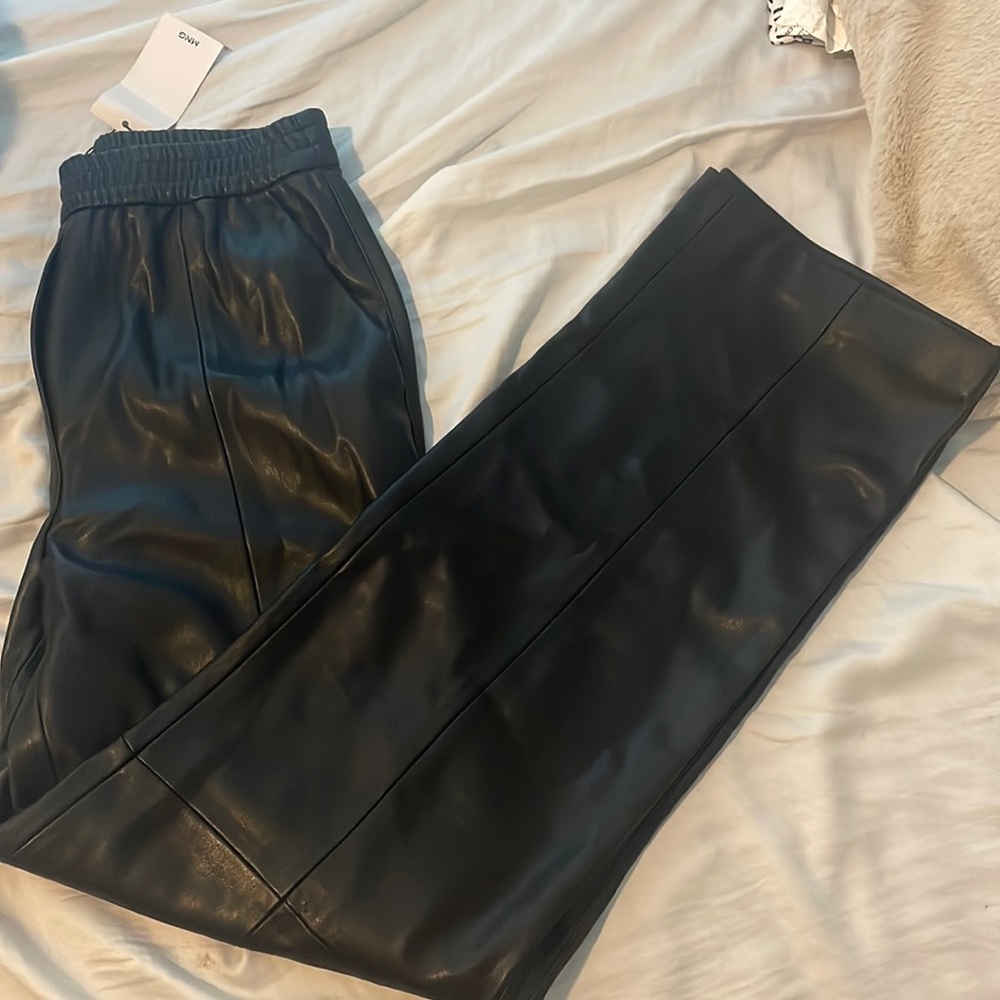 Mango leather wide pants